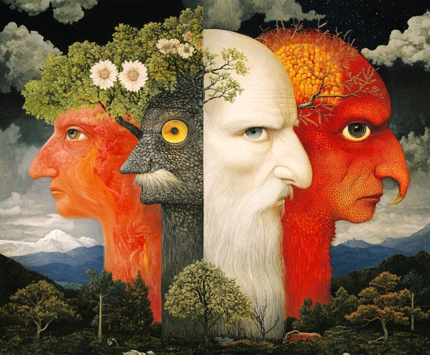 Hysterical Kalevala Artwork with Surreal and Dynamic Elements