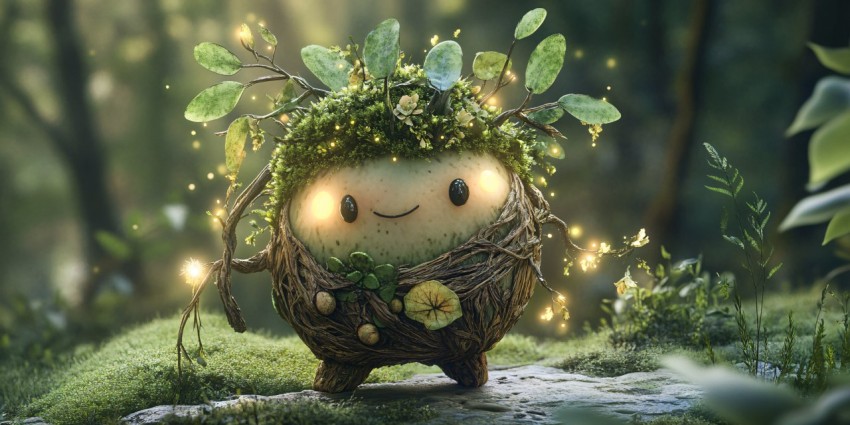 Bioluminescent Creature Lumi in Enchanted Forest Setting