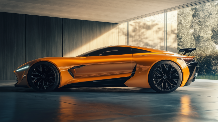 Luxury Orange Sports Car with Aerodynamic Design