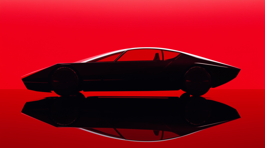 Black Sports Car Silhouette on Red Background