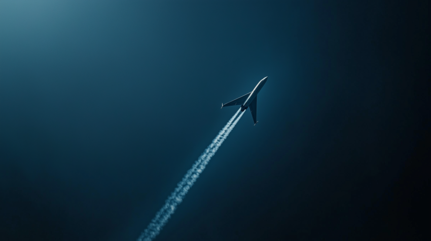 Airplane Leaving Contrail in Clear Sky