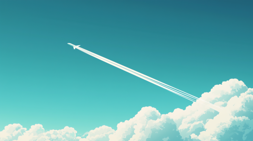 Minimalist Airplane with Contrail Against Blue Sky