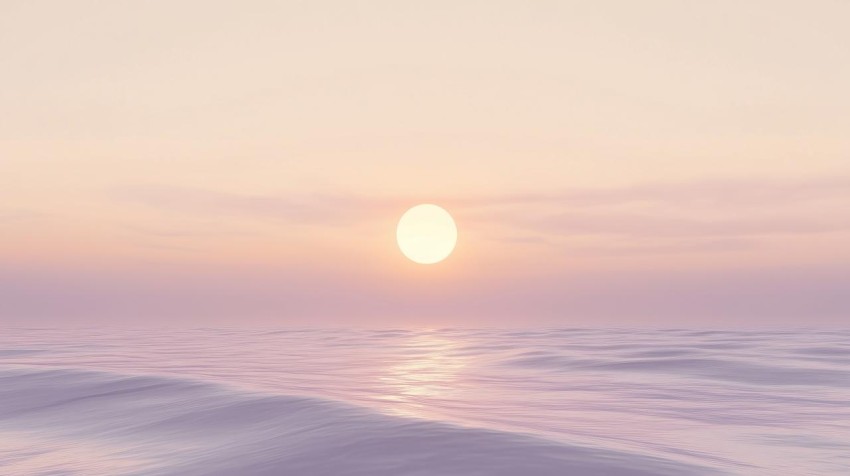 Minimalist Beach Dusk with Soft Lavender Sky