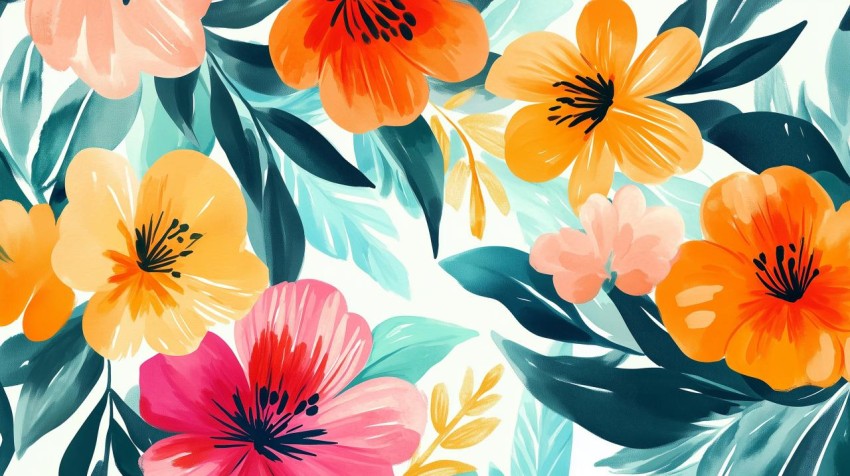 Vibrant Abstract Watercolor Floral with Bold Colors