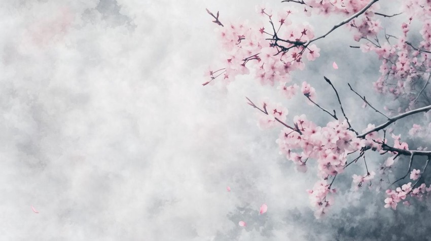 Japanese Cherry Blossoms in Soft Watercolor