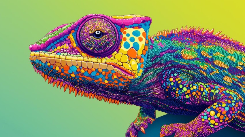 Vibrant Chameleon on Gradient Background