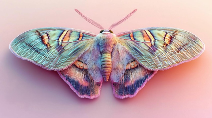 Luminous Butterfly on Pastel Gradient Background