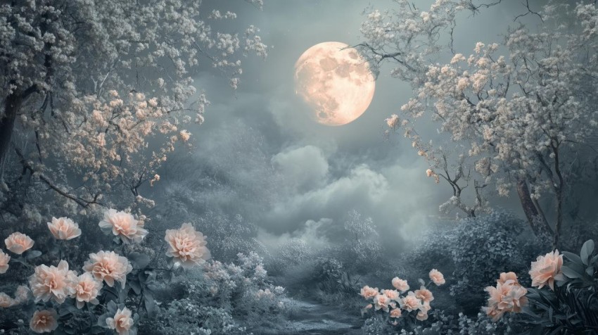 Moonlit Landscape with Ethereal Glow