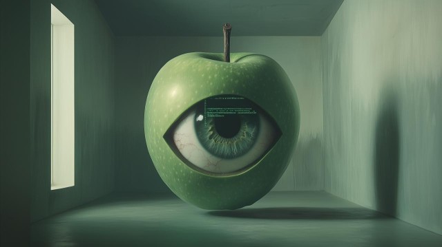 Surreal Room with Floating Linux Terminal