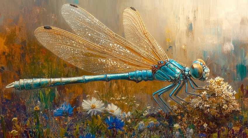 Delicate Dragonfly in a Wildflower Garden