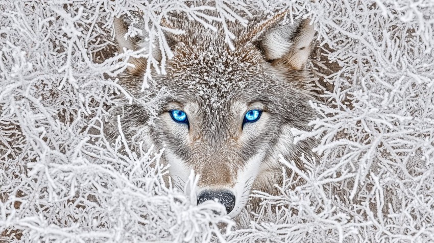 Silver Wolf in Snowy Winter Forest