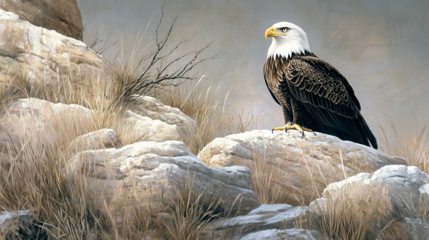 Eagle’s Vigilant Stare from Cliffside