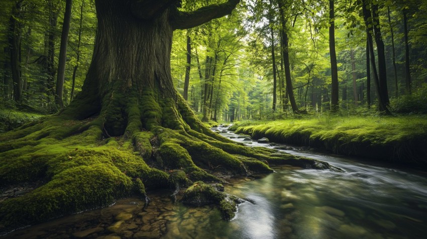 Ancient Tree in Enchanted Forest