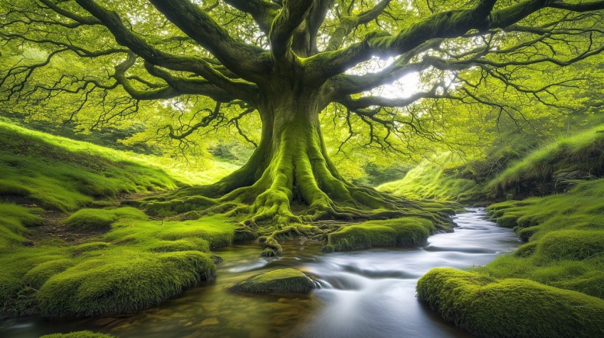 Ancient Tree in Enchanted Forest