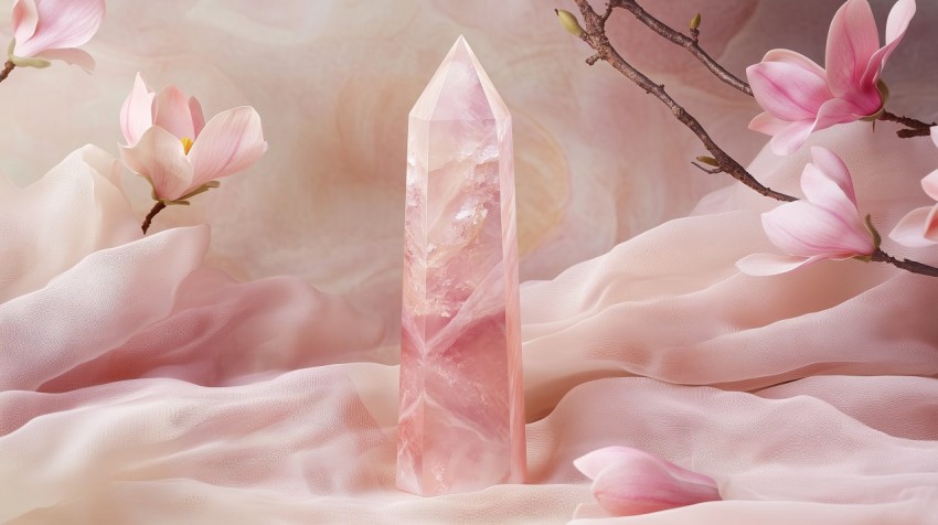 Gemstone Obelisk with Magnolia Blossoms