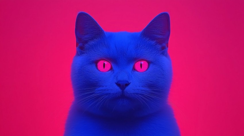 Surreal Cat Portrait with Vibrant Colors