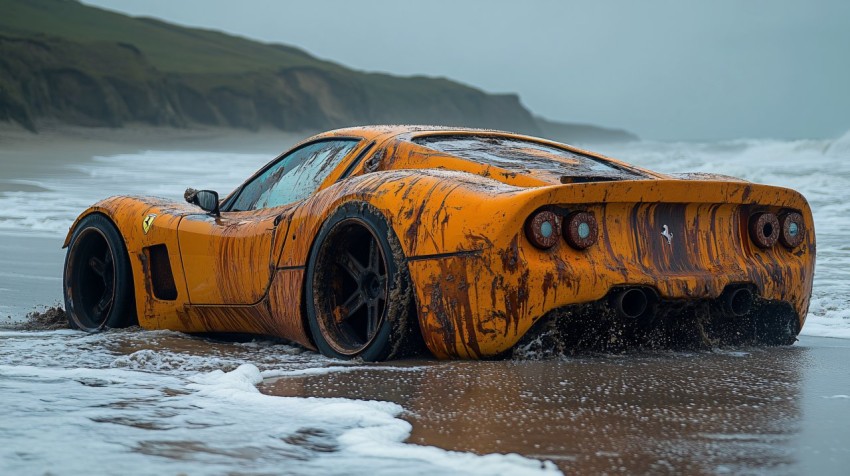 Rusty Ferrari F-50 on the Beach