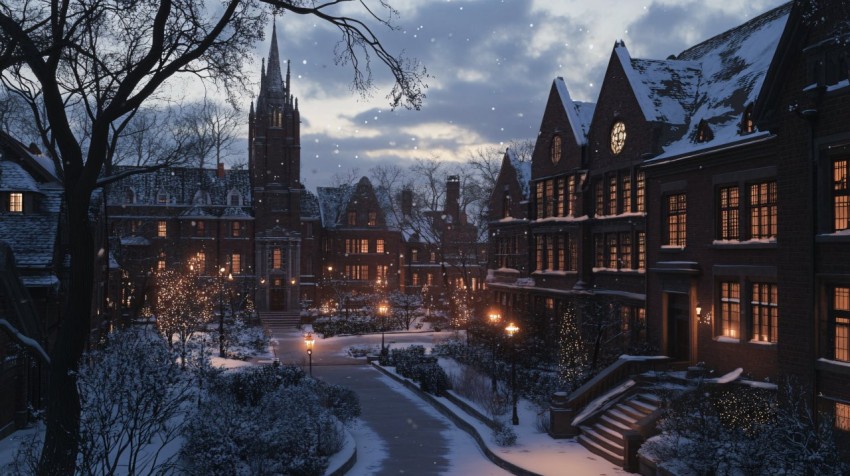 1940s Ivy League University in Winter