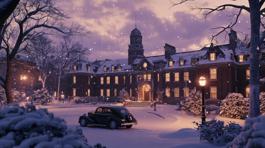 1940s Ivy League University in Winter