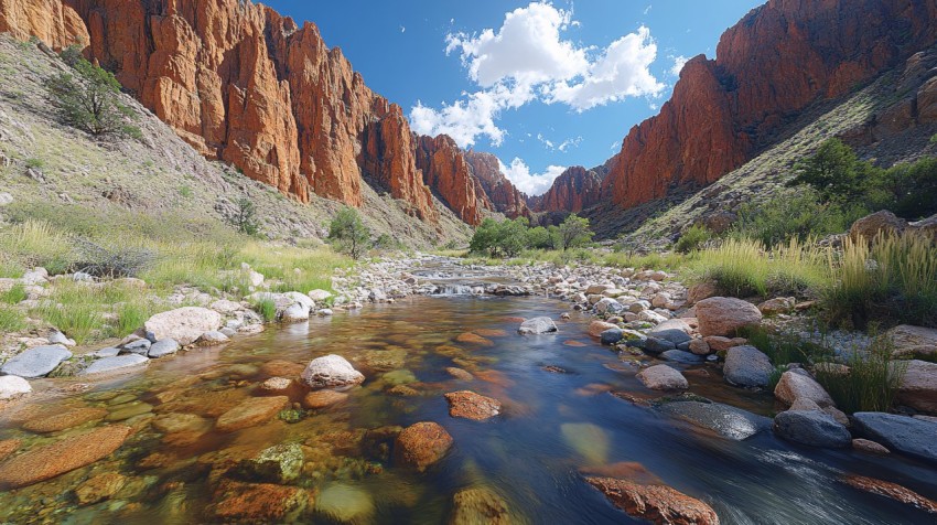 Mystical Red Rock Canyon with Winding River