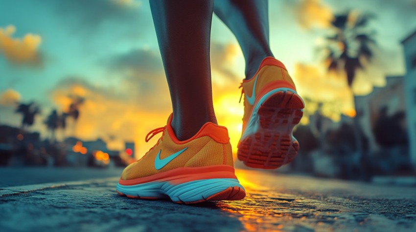 Cinematic View of Colorful Running Shoes