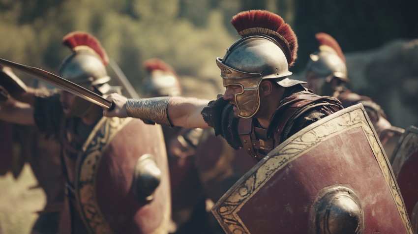 Roman Soldiers Engaged in Fierce Combat