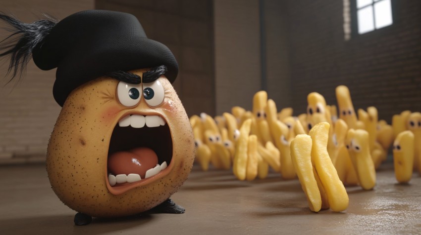 Angry Potato Yelling at French Fries