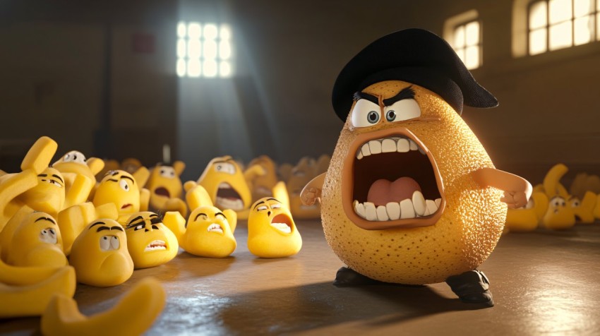 Angry Potato in Pixar-Style Scene