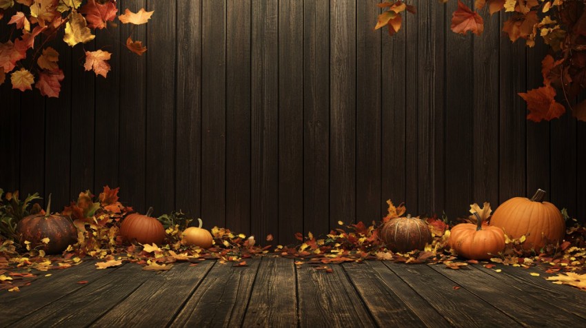 Thanksgiving-Themed Dark Wood Paneled Wall