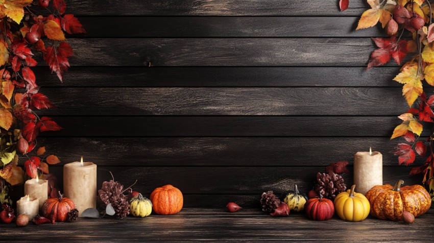 Thanksgiving-Themed Dark Wood Panel Wall