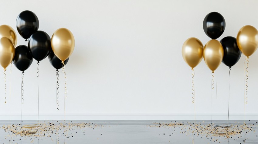 Minimalistic Black and Gold Party Decor Setup