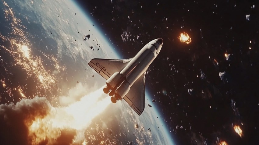 Space Shuttle Departing Earth’s Atmosphere