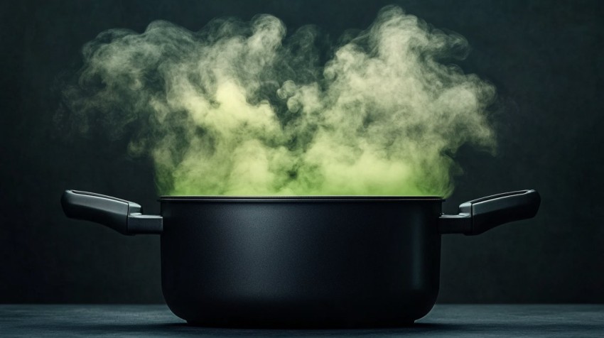 Mysterious Black Pot with Green Steam