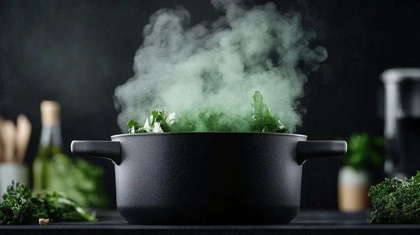 Mysterious Black Pot with Green Steam