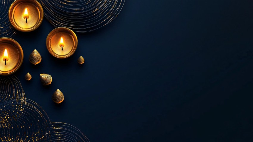 Elegant Diwali Background with Glowing Diyas and Text Space