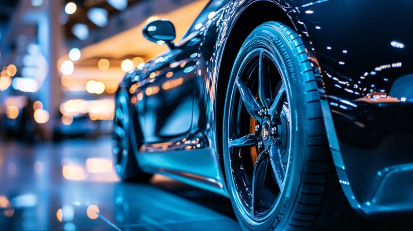 Luxury Car Macro Shot with Night Reflections