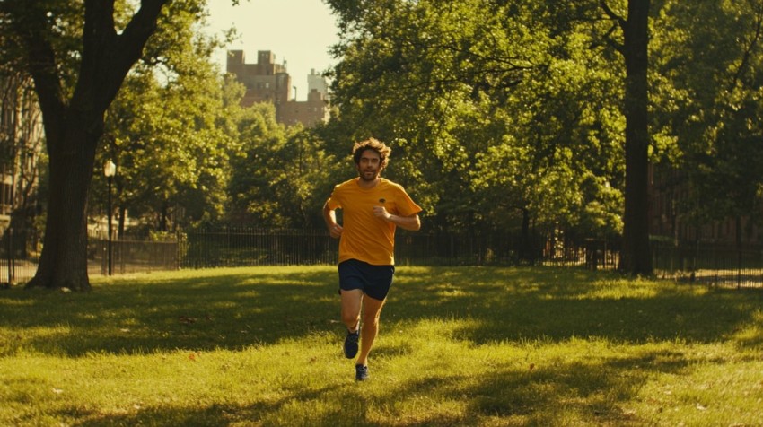 Man Running in Park, Wes Anderson Film Still