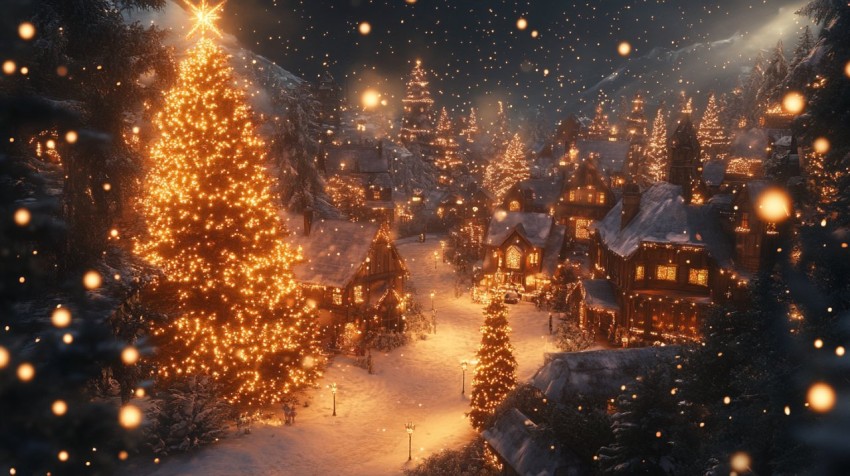 Festive Christmas Background with Warm Winter Elements