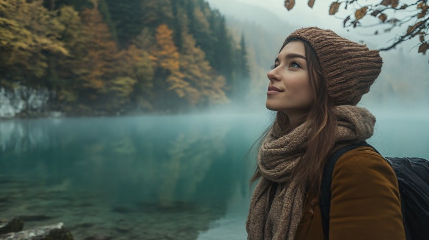 Slovenian Woman Close-Up by Mystical Lake