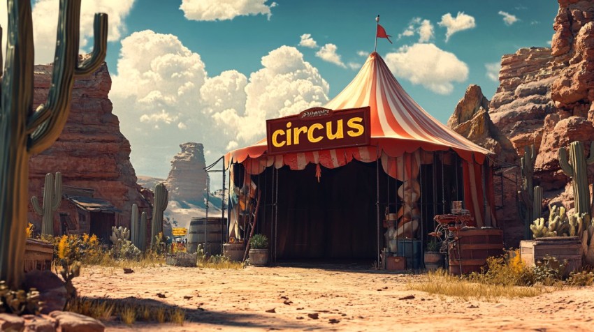 Wild West Circus Tent in Pixar-Style Animation