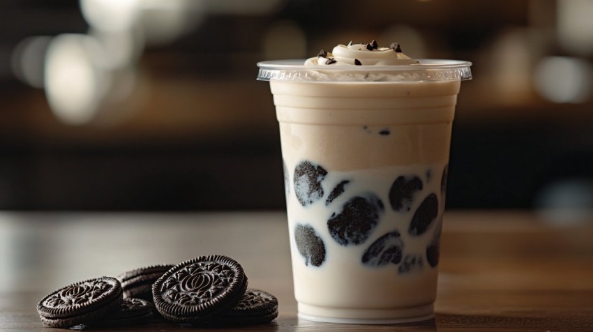 Oreo Milk Tea with Soft Tones and Clean Background