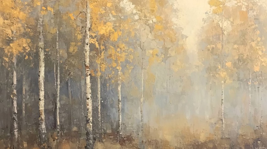 Autumn Forest in Muted Oil Painting