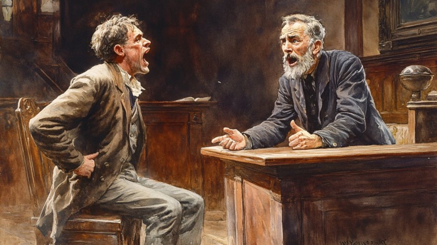 Courtroom Confrontation in a Small Town, 1870