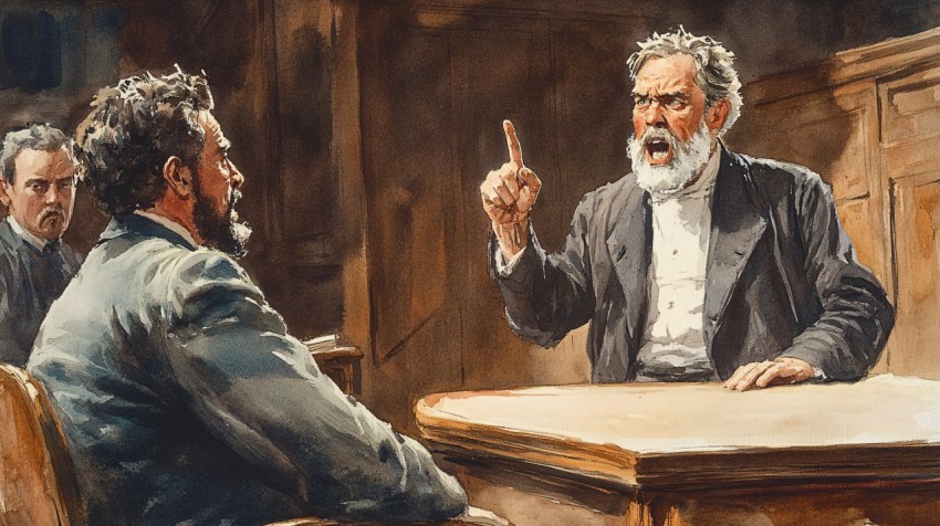 Courtroom Argument Scene in a Small Town, 1870