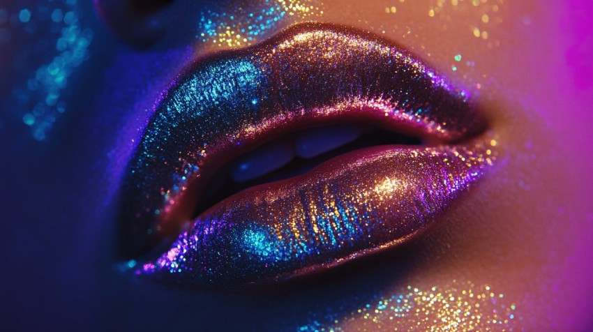 Glossy Shimmering Lips with Iridescent Radiant Finish