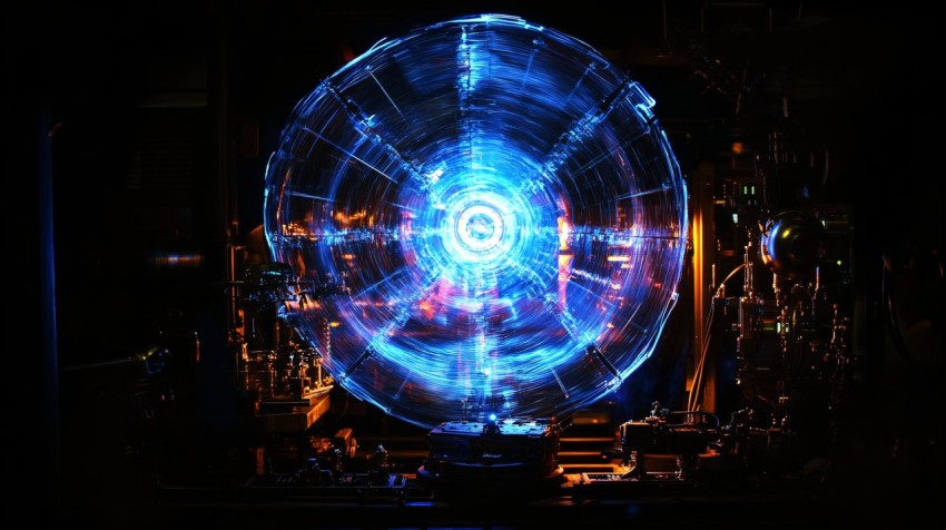 Mysterious Time Travel Device with Glowing Vortex Portal