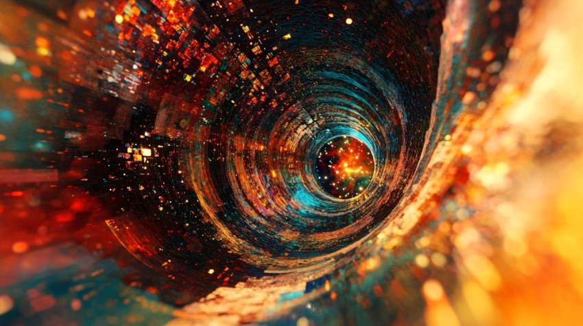 Journey Through a Colorful Space Wormhole in Sci-Fi Style