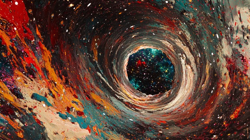 Traveling Through a Colorful Space Wormhole in Sci-Fi Style