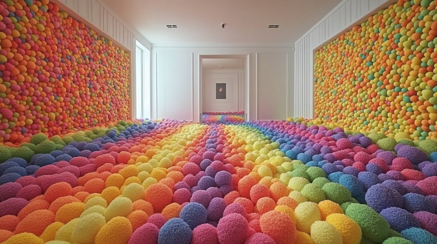 Colorful Yarn Pom-Pom Room for Album Cover