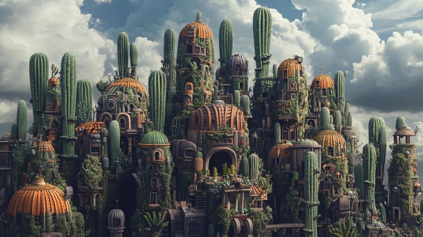 Cactus City Skyline Fantasy Architecture